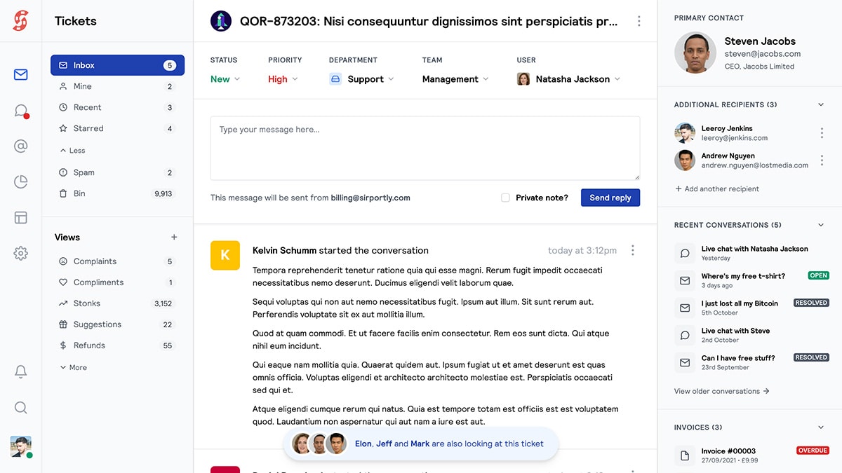 A preview of the new Sirportly interface